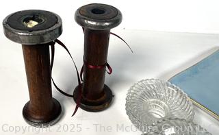 Group of Decorative Items Including Spools