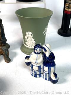 Group Including Wedgwood Jasperware, Glass Paperweight, Souvenir Figures Etc