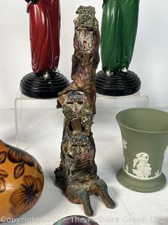 Group Including Wedgwood Jasperware, Glass Paperweight, Souvenir Figures Etc