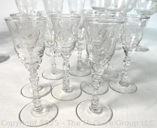 Twenty Six (26) Piece Collection of Etched Crystal Glassware