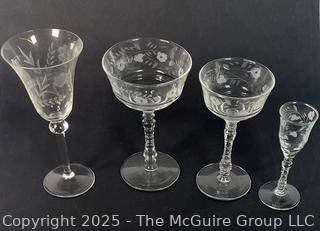 Twenty Six (26) Piece Collection of Etched Crystal Glassware