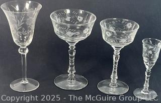 Twenty Six (26) Piece Collection of Etched Crystal Glassware