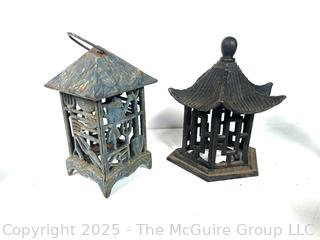 Two (2) Cast Iron Chinese Garden Lanterns