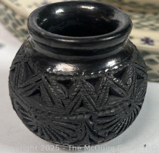 Serving Items Including Bolesławiec Polish Pottery 