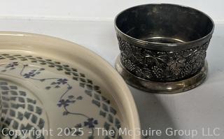 Serving Items Including Bolesławiec Polish Pottery 