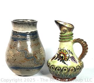 Two (2) Pieces of Hand-Painted Pottery 
