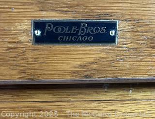 Oak Poole Bros Railway Ticket Cabinet Dispenser with Tambour Door