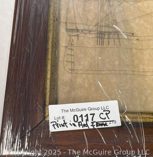 Framed Under Glass Print of Tall Ship Diagram 