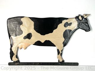 Wood Painted Cow Wall Sign Measures 9 x 10"