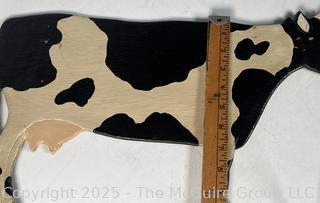 Wood Painted Cow Wall Sign Measures 9 x 10"