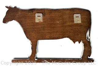 Wood Painted Cow Wall Sign Measures 9 x 10"