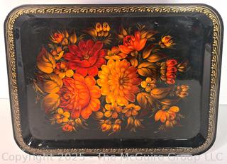 Zhostovo Hand Painted Russian Tole Metal Tray