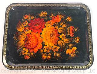 Zhostovo Hand Painted Russian Tole Metal Tray
