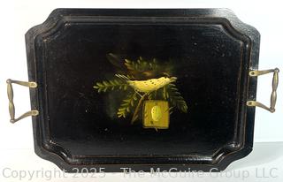 Double Handled Serving Tray with Bird and Evergreen 