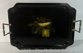 Double Handled Serving Tray with Bird and Evergreen 