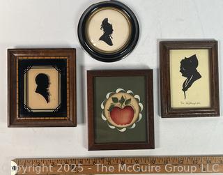 Group of Framed Wall Art Including Silhouette Miniatures