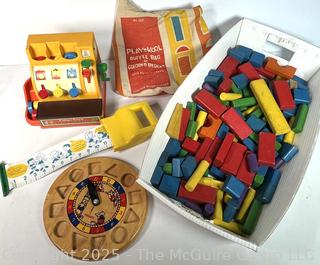 Vintage Pre-School Toys Including Wood Blocks