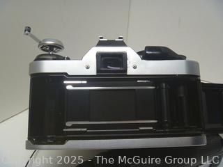 Canon AE-1 35mm Film Camera Setup, Auto Winder, Extra Lens, Leather Case and Accessories