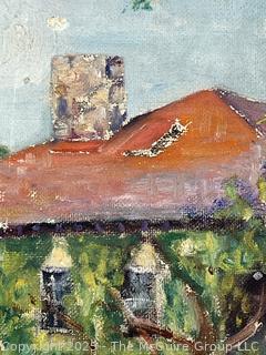 Unframed Oil on Canvas of House Signed by Artist Lilian Giffen (1872-1950). Damaged. 20" x 27"