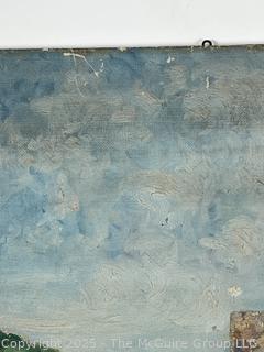 Unframed Oil on Canvas of House Signed by Artist Lilian Giffen (1872-1950). Damaged. 20" x 27"
