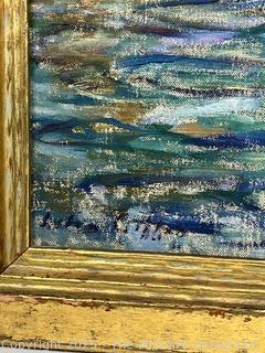 Giltwood Framed Oil on Canvas Titled "Quiet Time" Signed by Artist Lilian Giffen (1872-1950). 24" x 28".