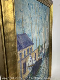 Giltwood Framed Oil on Canvas Titled "Quiet Time" Signed by Artist Lilian Giffen (1872-1950). 24" x 28".