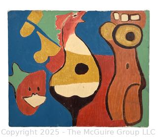 Unframed Oil On Canvas Abstract. Unsigned. 15 x 18" 