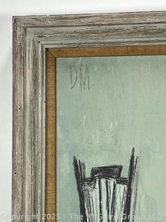 Framed Oil On Board Abstract of Man Lying in Bed Signed by Richard (Dick) Miller. 21.5 x 27.5"