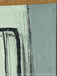 Framed Oil On Board Abstract of Man Lying in Bed Signed by Richard (Dick) Miller. 21.5 x 27.5"