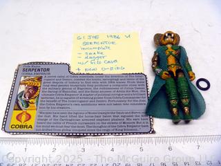 1986 GI Joe Action Figure Serpentor Incomplete with Card (NM) Toy and Air Pod