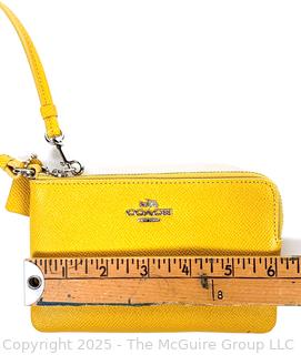 Yellow Leather Coach Wristlet