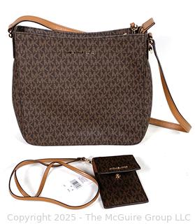 Two (2) Michael Kors Logo Jet Set Messenger Bag & Card Case, One New with Tags