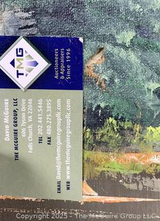Unframed Oil on Canvas of Mountain Scene Signed by Artist. 24 x 30"