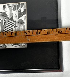 Framed Under Glass Print of Concave and Convex by M.C. Escher.  9" x 12"