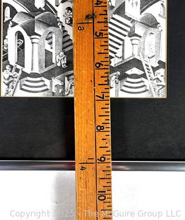 Framed Under Glass Print of Concave and Convex by M.C. Escher.  9" x 12"