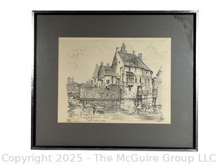 Framed Under Glass Lithograph of  Ludinghausen Burg Vischering Castle, Germany