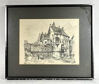 Framed Under Glass Lithograph of  Ludinghausen Burg Vischering Castle, Germany