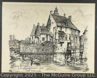 Framed Under Glass Lithograph of  Ludinghausen Burg Vischering Castle, Germany