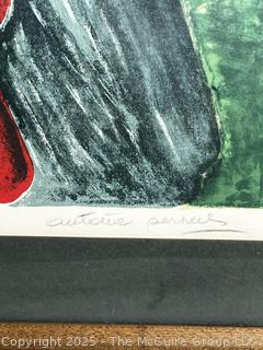 Framed Under Glass Signed And Numbered In Pencil Color Lithograph of Mother and Daughter by of Antoine Serneels (1909-1999)