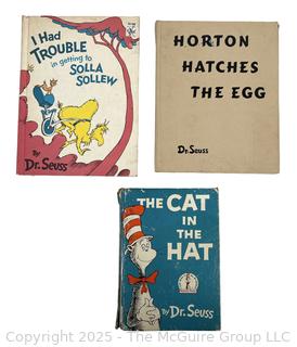 Three (3) Dr Suess Books Including Horton Hatches and Egg, 1st Edition 1940, I Had Trouble and The Cat in the Hat 