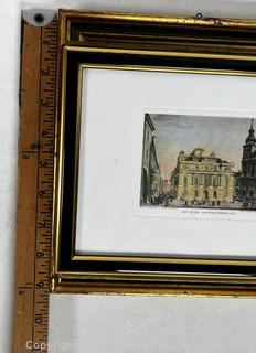 Three (3)  Framed Art Prints and Carved Wood Plaque