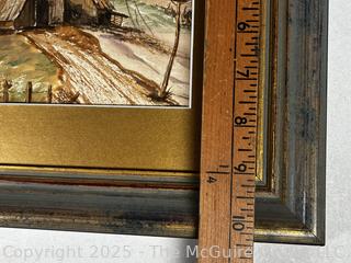Framed Under Glass Watercolor of Barn Scene Signed By Artist, 10" x 12"