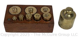 Apothecary Scale Weights In Wooden Box