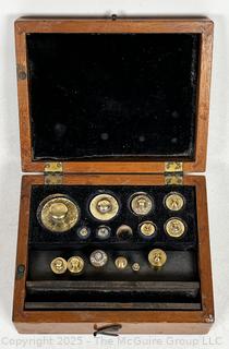 Apothecary Scale Weights In Wooden Box