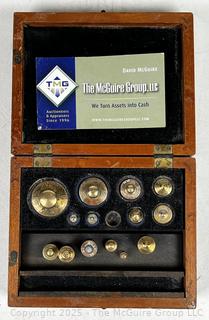 Apothecary Scale Weights In Wooden Box