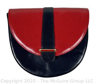 80's Bruno Magli Italian Red & Black Color Block Handbag With Original Box.  