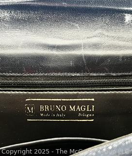 80's Bruno Magli Italian Red & Black Color Block Handbag With Original Box.  
