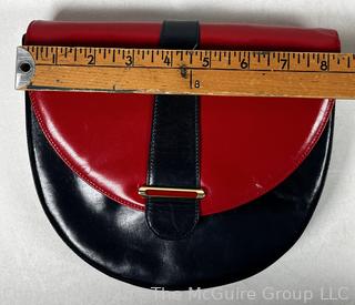 80's Bruno Magli Italian Red & Black Color Block Handbag With Original Box.  