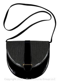 1980's Bruno Magli Italian Black Top Stitched Handbag With Original Box.   