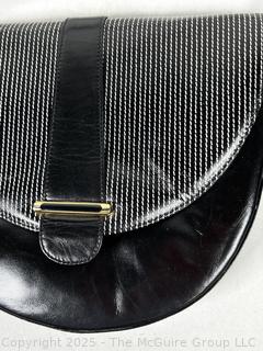 1980's Bruno Magli Italian Black Top Stitched Handbag With Original Box.   